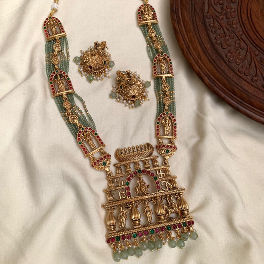 Divya Temple Long Haraam Set with Earrings LH19