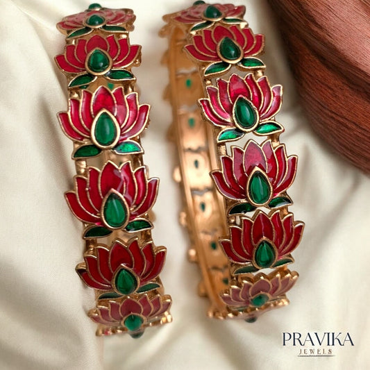 Lotus Meenakari Kada Bangles AB20