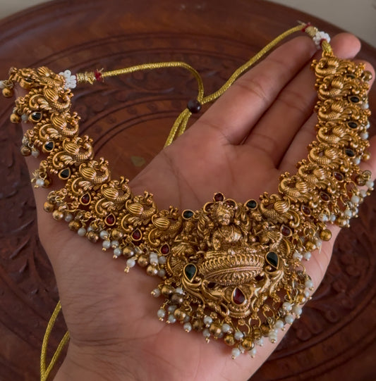 Antique Temple Lakshmi Pendant Necklace Set AN106