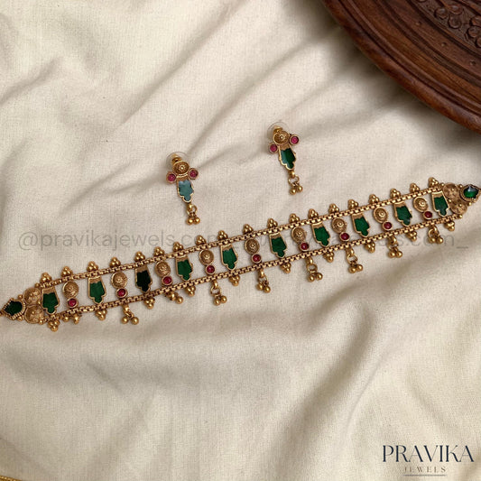 Antique Kemp Choker with Red & Green Stones AN109