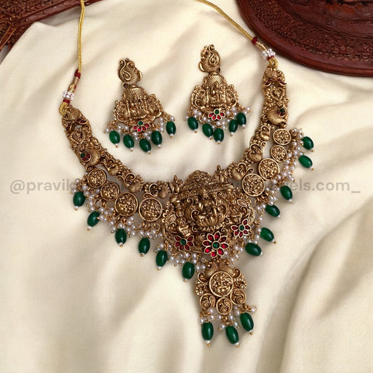 Regal Goddess Lakshmi Antique Necklace Set AN13