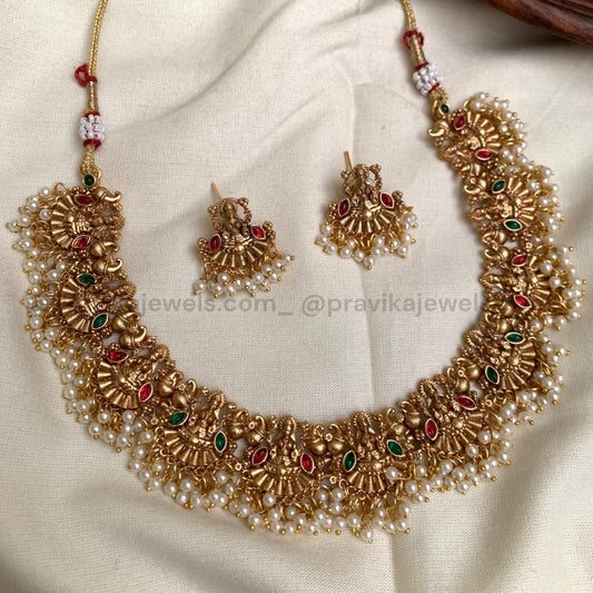 : Antique Lakshmi Peacock Necklace Set AN17