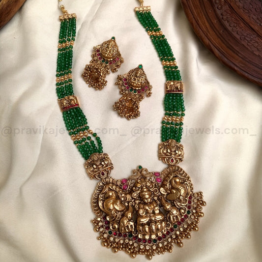 Antique Lakshmi Long Haram Set with Earrings LH01