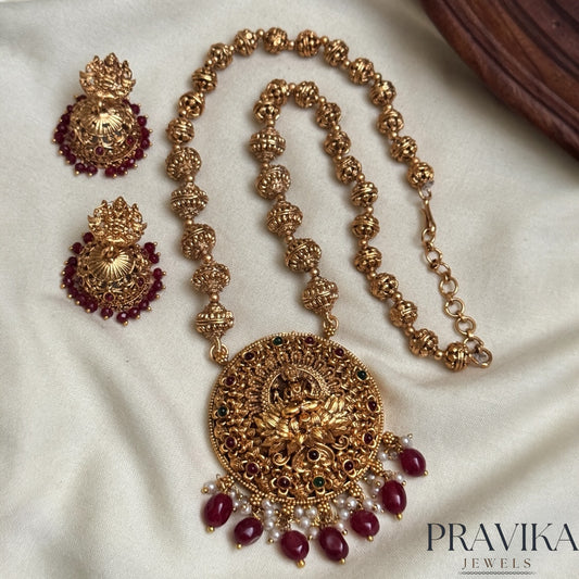 Antique Lakshmi Temple Necklace Set – AN44