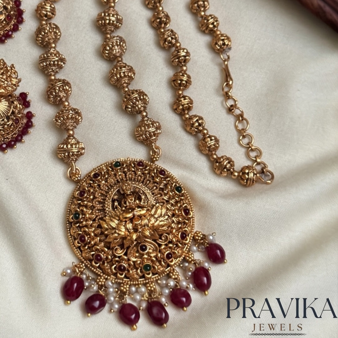 Antique Lakshmi Temple Necklace Set – AN44
