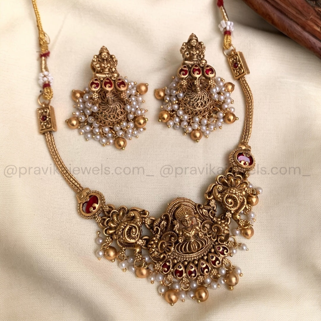Antique Lakshmi Choker Set with Earrings AN30