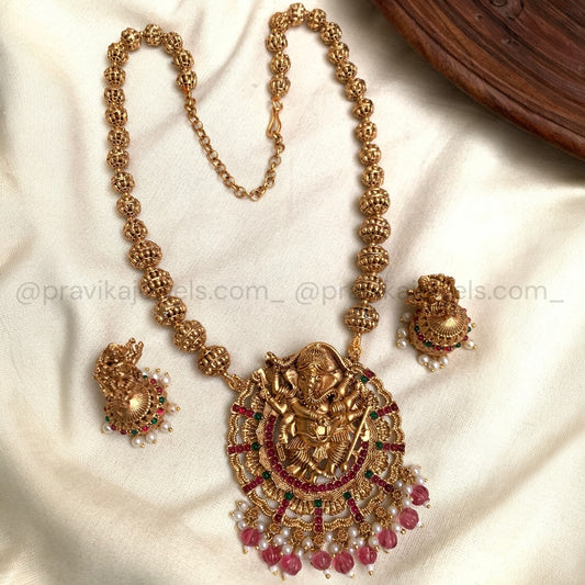Antique Ganesh Temple Necklace Set AN84