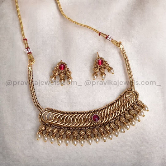 Ruby Pearl Antique Necklace AN09