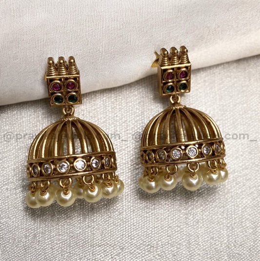 Antique Dome Jhumka Earrings AJ04