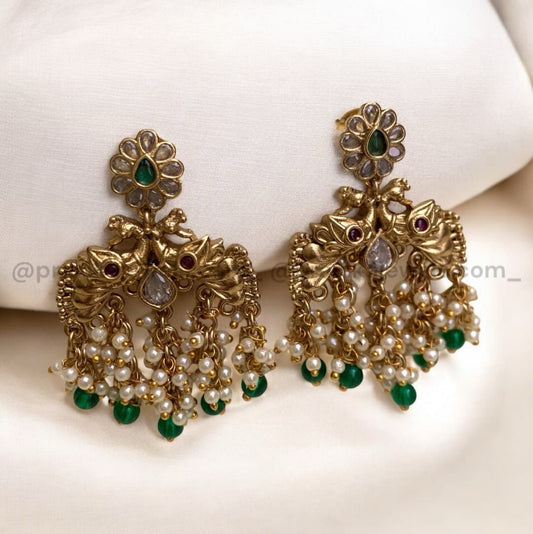 Antique Twin Peacock Jhumkas AJ06