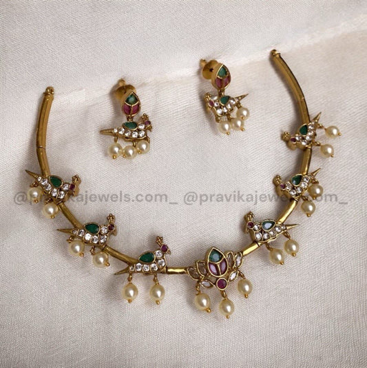 Royal Charm Peacock Antique Necklace Set AN12