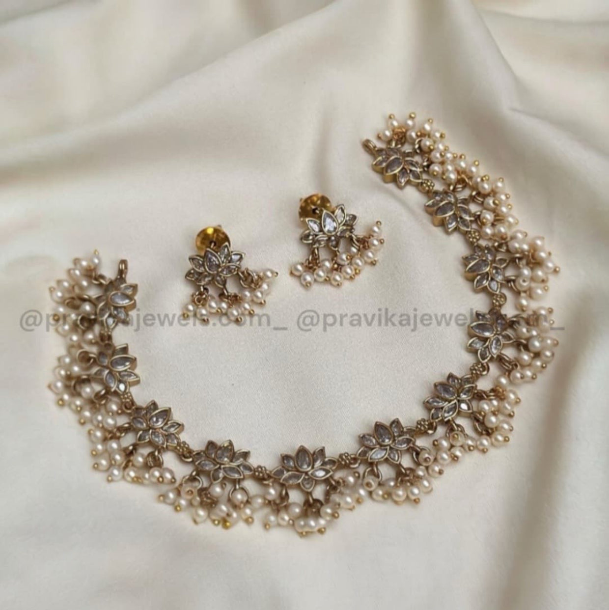 Lotus Bloom Pearl Victorian Necklace VN02