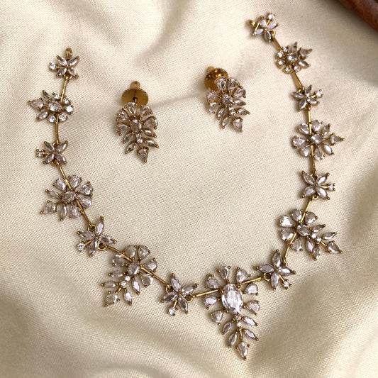 Floral Stone Necklace & Earring Set VN12