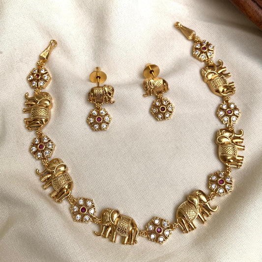 Elephant Motif Antique Necklace Set AN62