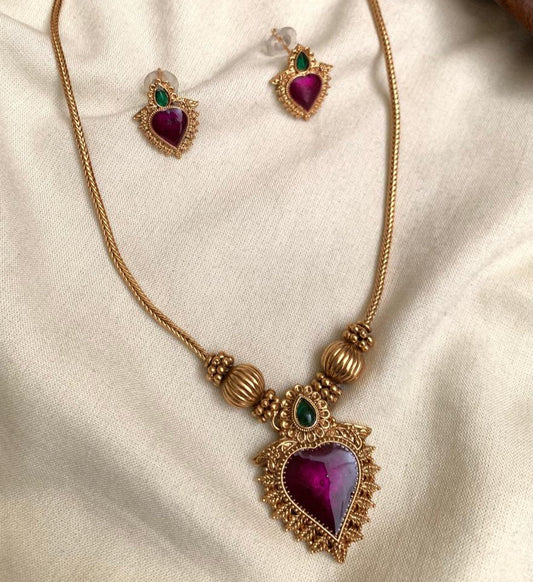 Heart Pendant Traditional Necklace Set AN76