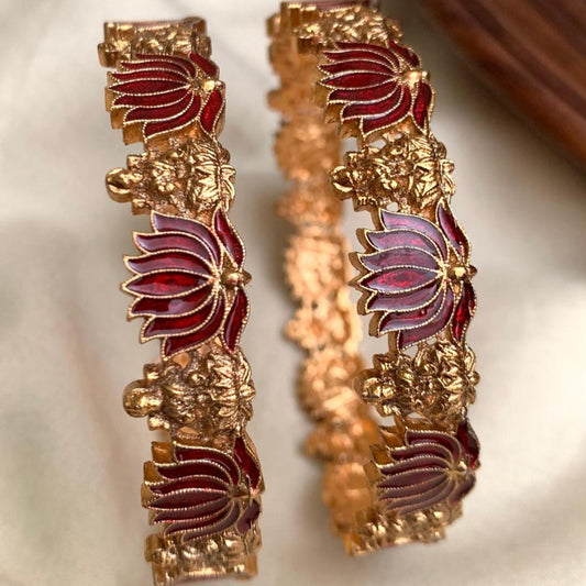 Antique Lotus Meenakari Bangles AB19