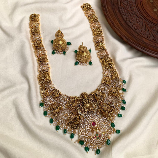 Premium Antique Temple Haram with Kemp & Pearl Detailing PL03