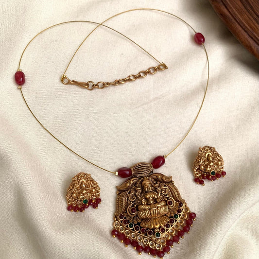 Invisible Lakshmi Temple Necklace Set IN15