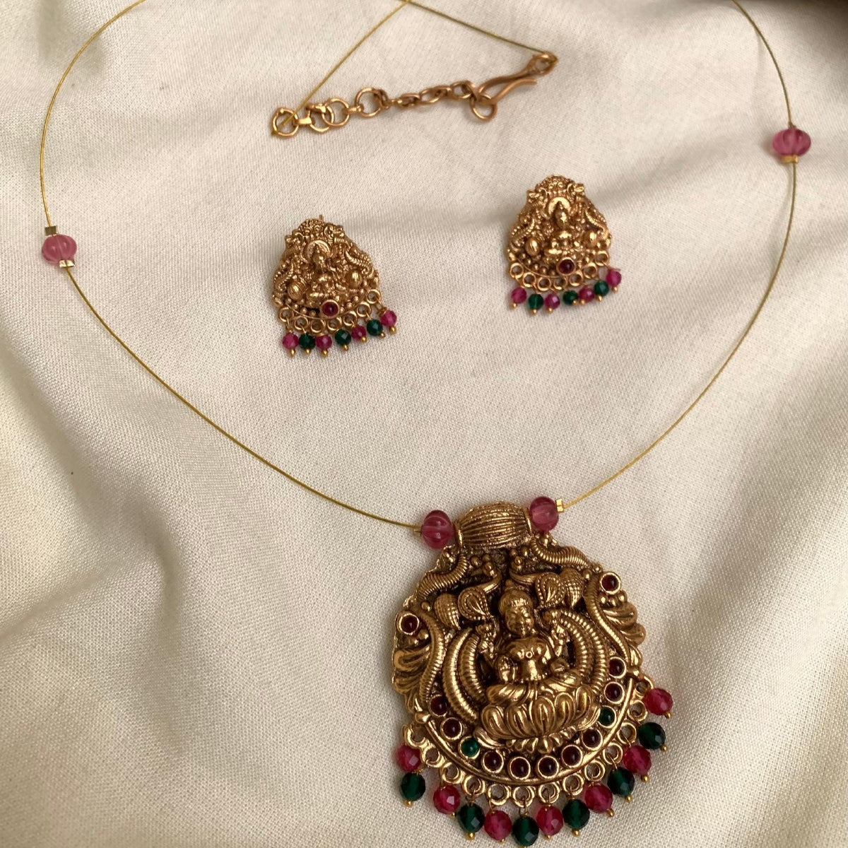 Invisible Lakshmi Temple Necklace Set IN17
