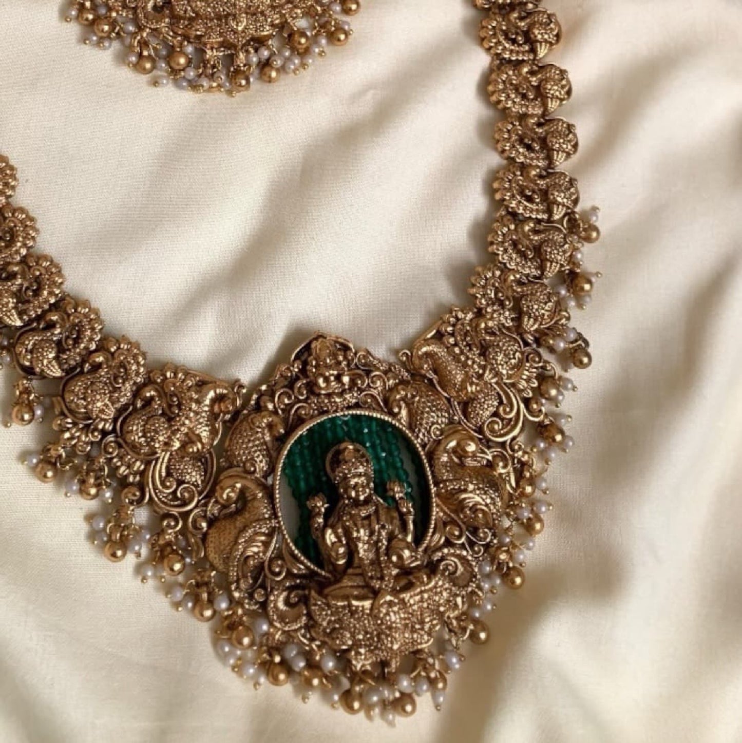 Goddess Lakshmi Heritage Combo – Antique Necklace, Long Haram & Earrings CS04