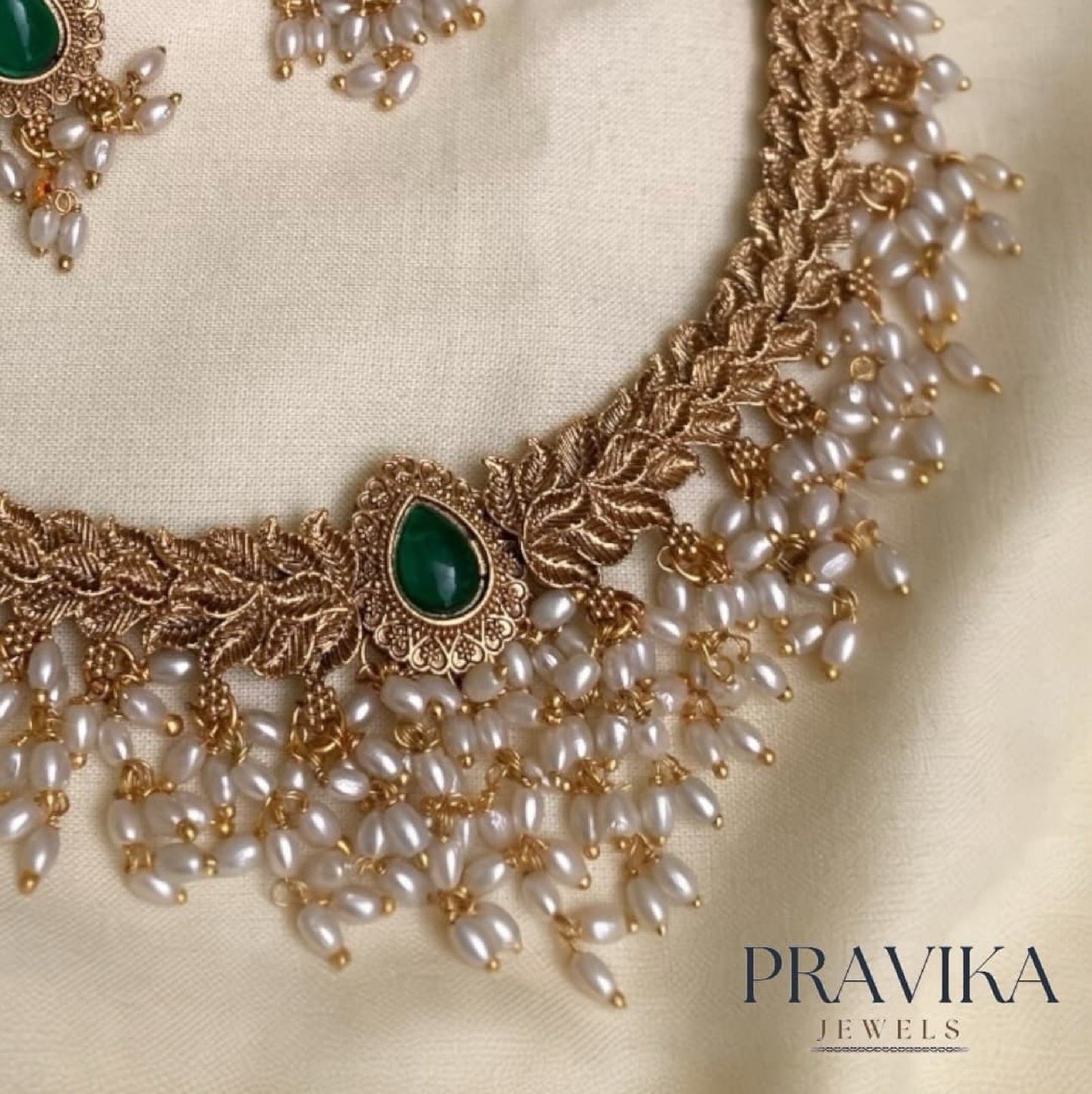 Teardrop Pearl Fringe Necklace Set VN08